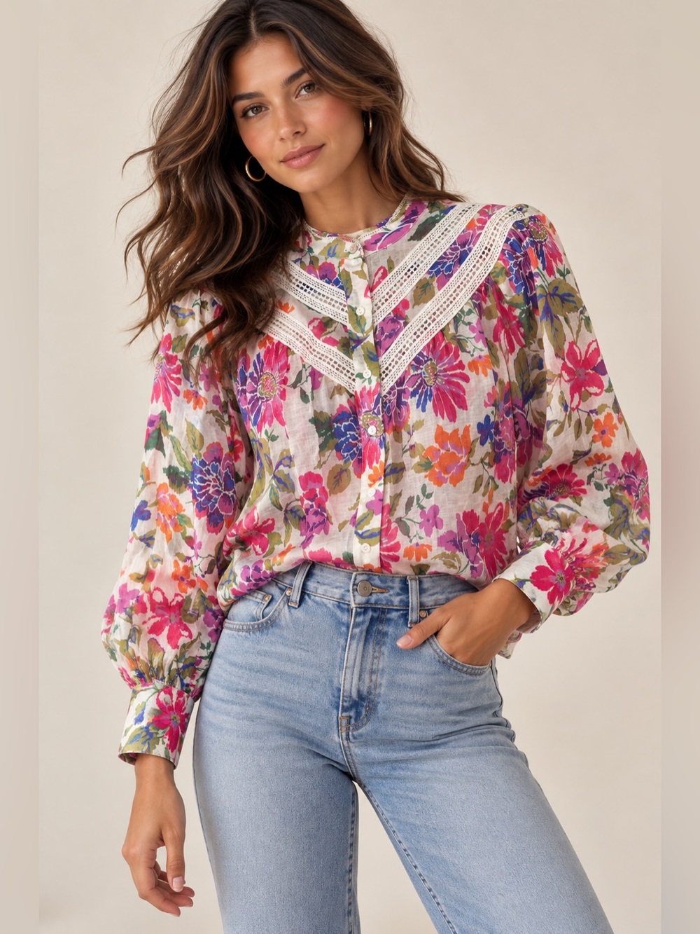 Style U Painted in Petals Blouse